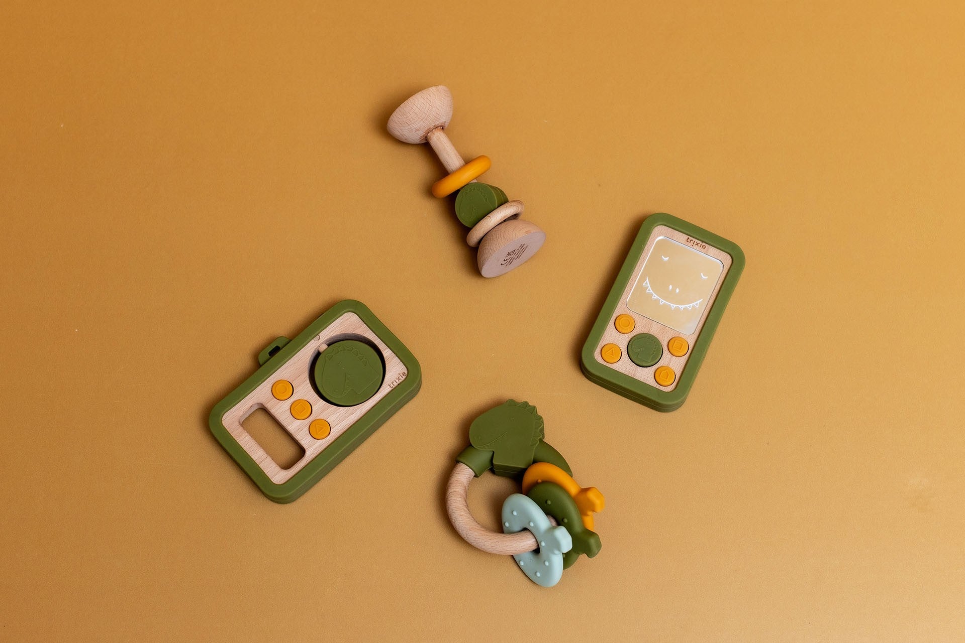 Wooden Silicone Baby Camera - Mr. Dino