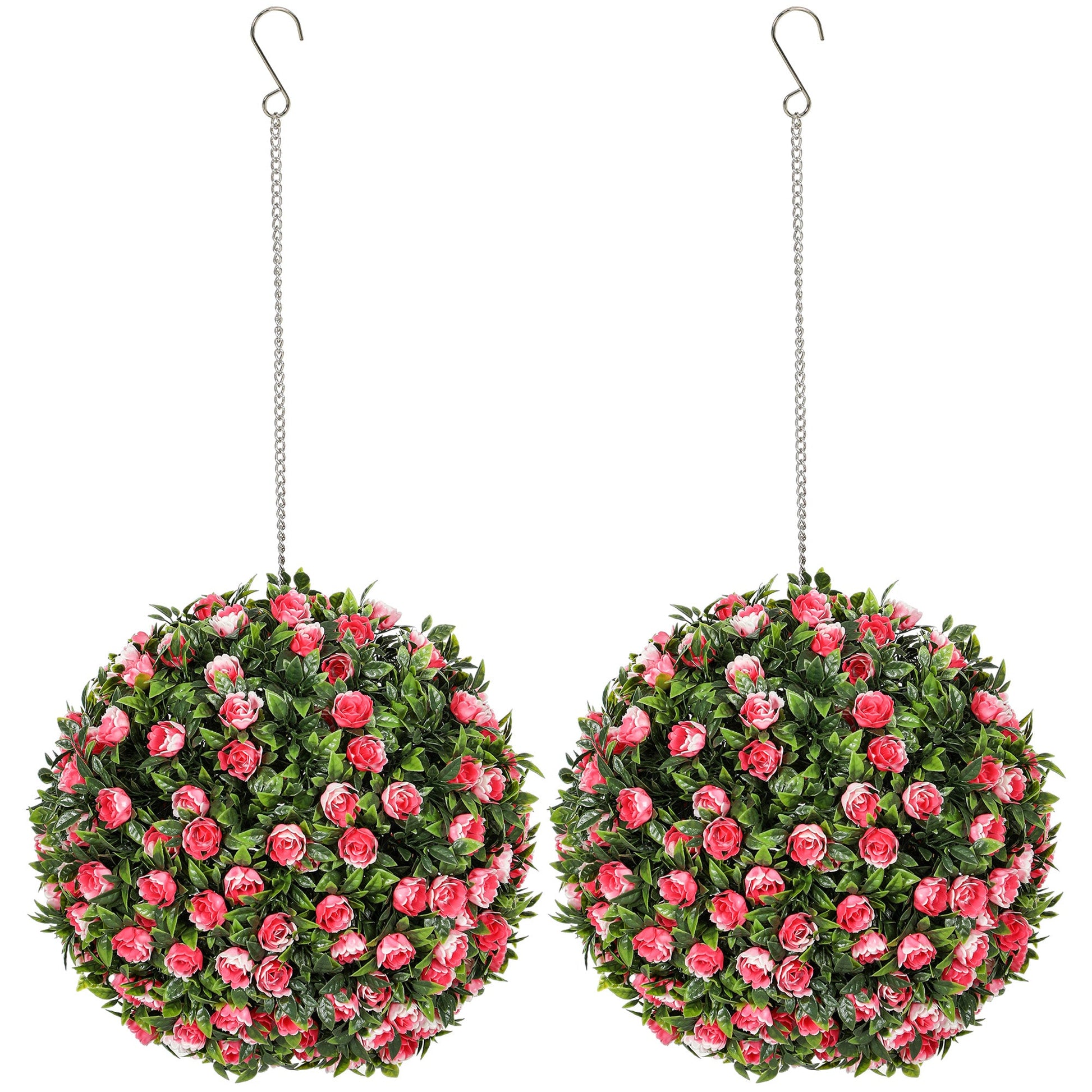 Set of 2 Artificial Plant Topiary Rose Balls