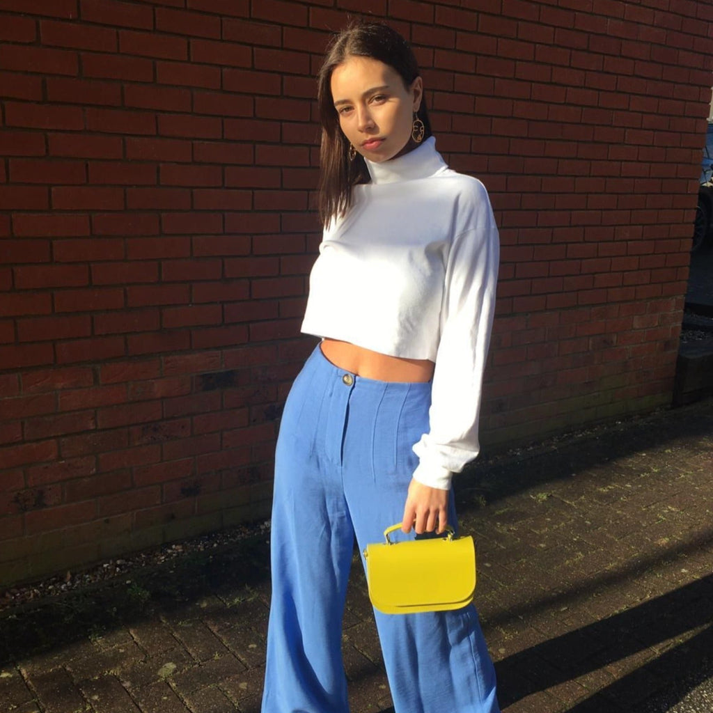 Aura Handmade Leather Bag in Baby Blue