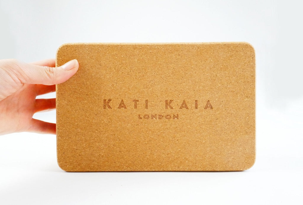 Natural Cork Yoga Block and Cotton Alignment Strap Set