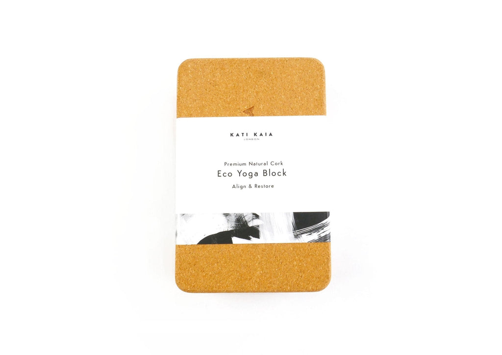 Natural Cork Yoga Block and Cotton Alignment Strap Set