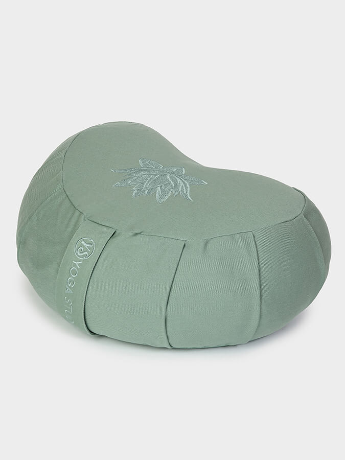 Organic Cotton Crescent Lotus Zafu Buckwheat Meditation Cushion
