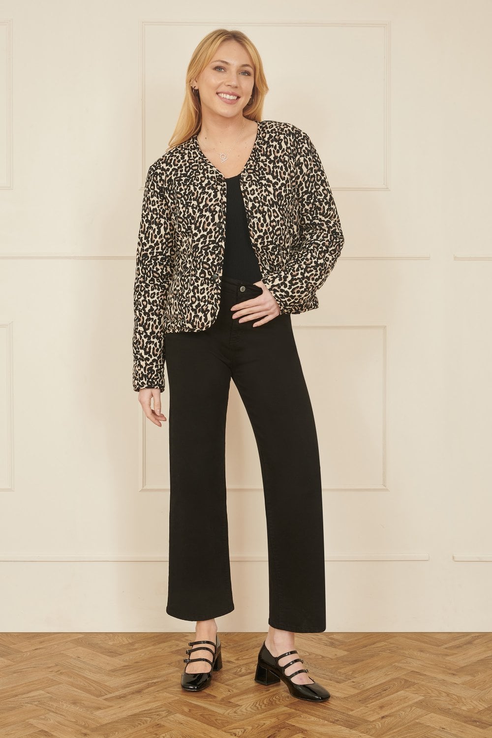 Brown Leopard Print Boxy Jacket