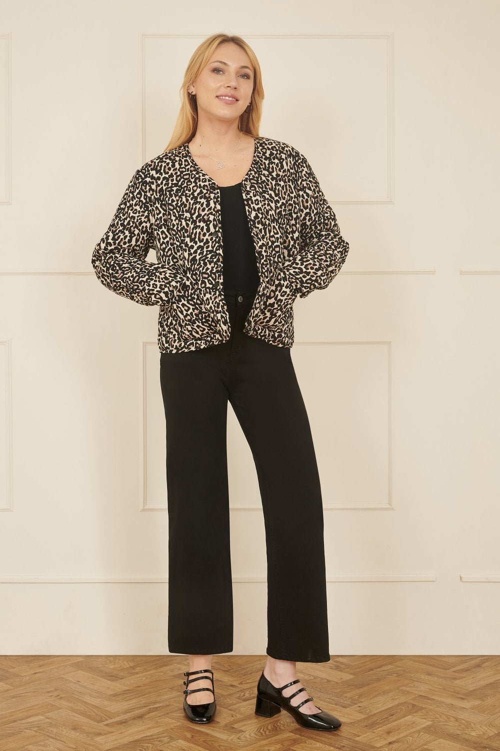 Brown Leopard Print Boxy Jacket