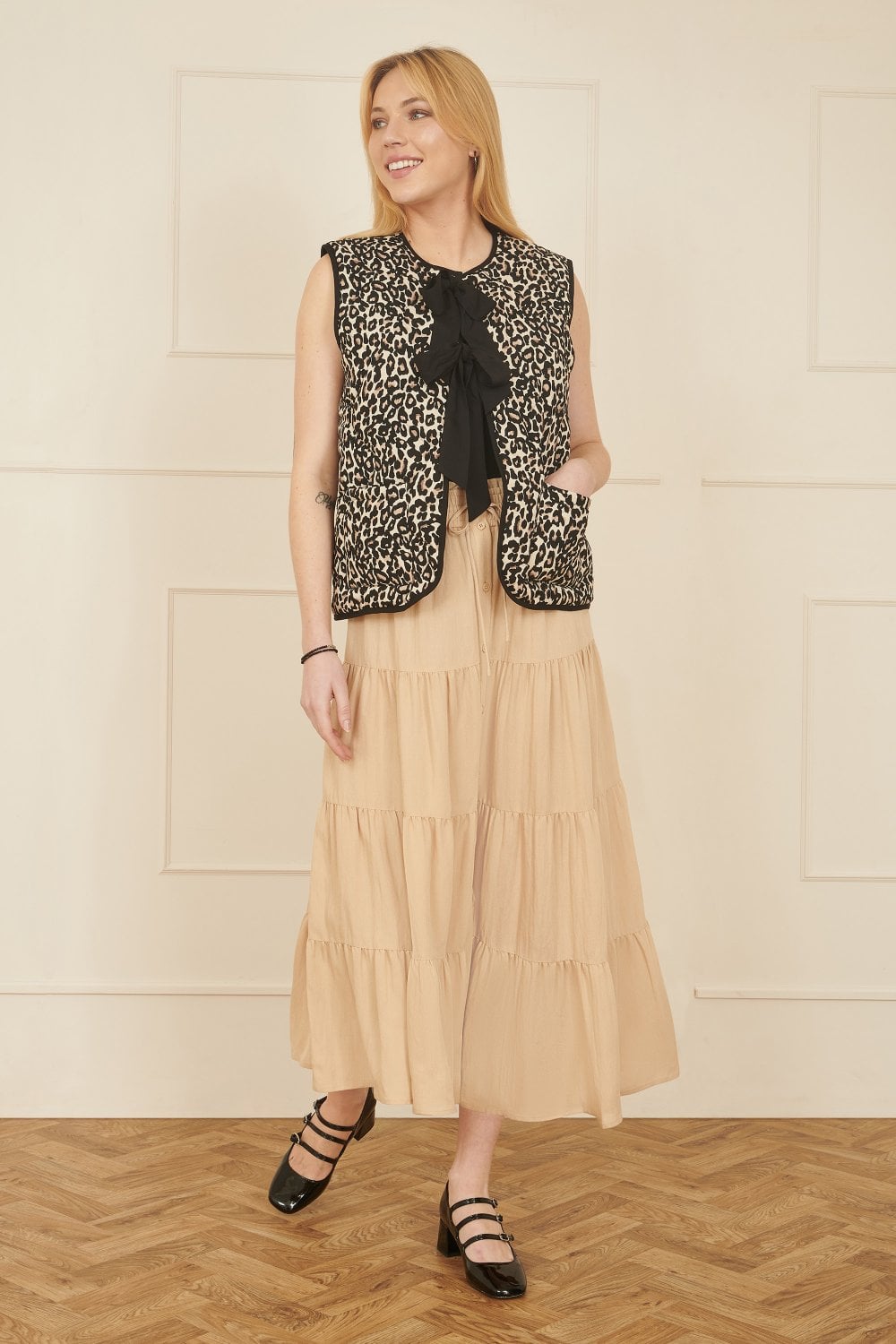 Brown Leopard Print Waistcoat with Bow Ties