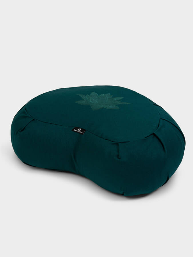 Organic Cotton Crescent Lotus Zafu Buckwheat Meditation Cushion