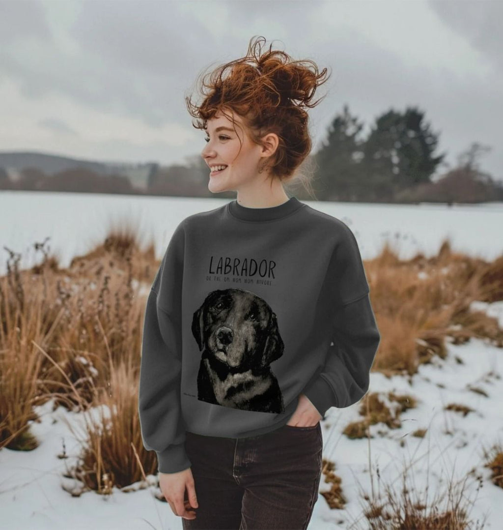 Will Sit for Snacks Black Labrador Oversized Sweatshirt
