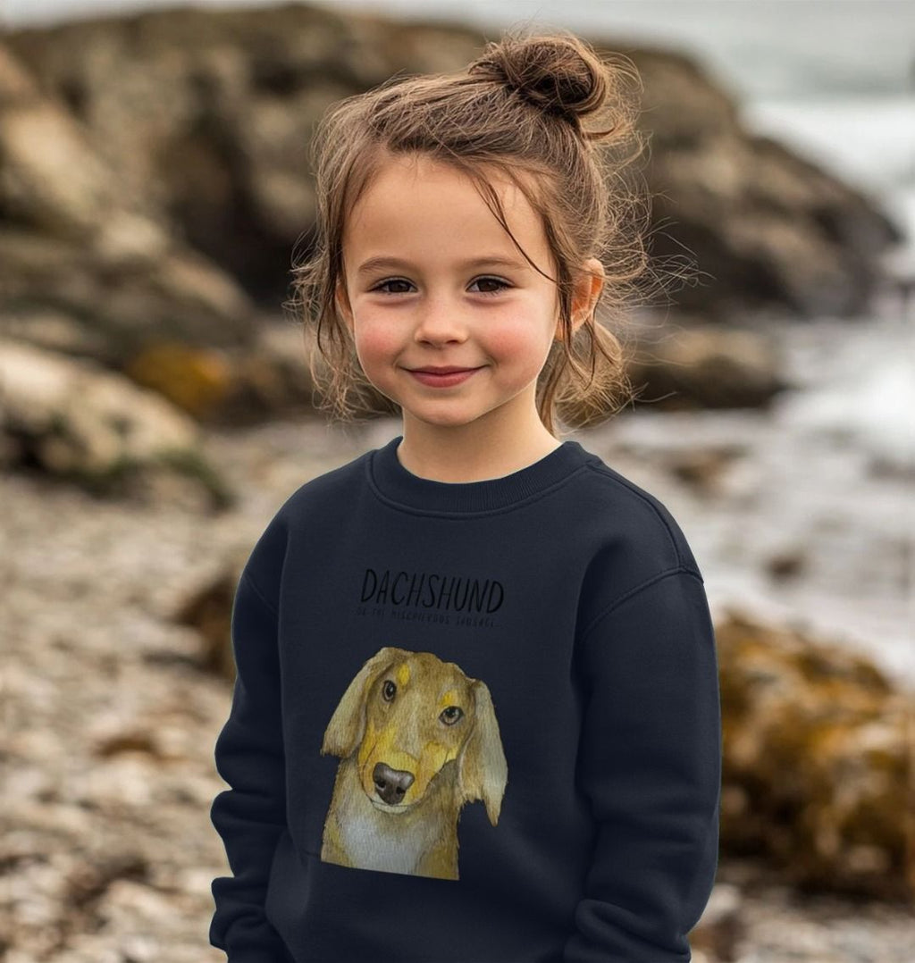 Snuggly Long Haired Sausage Dog Kids Sweatshirt
