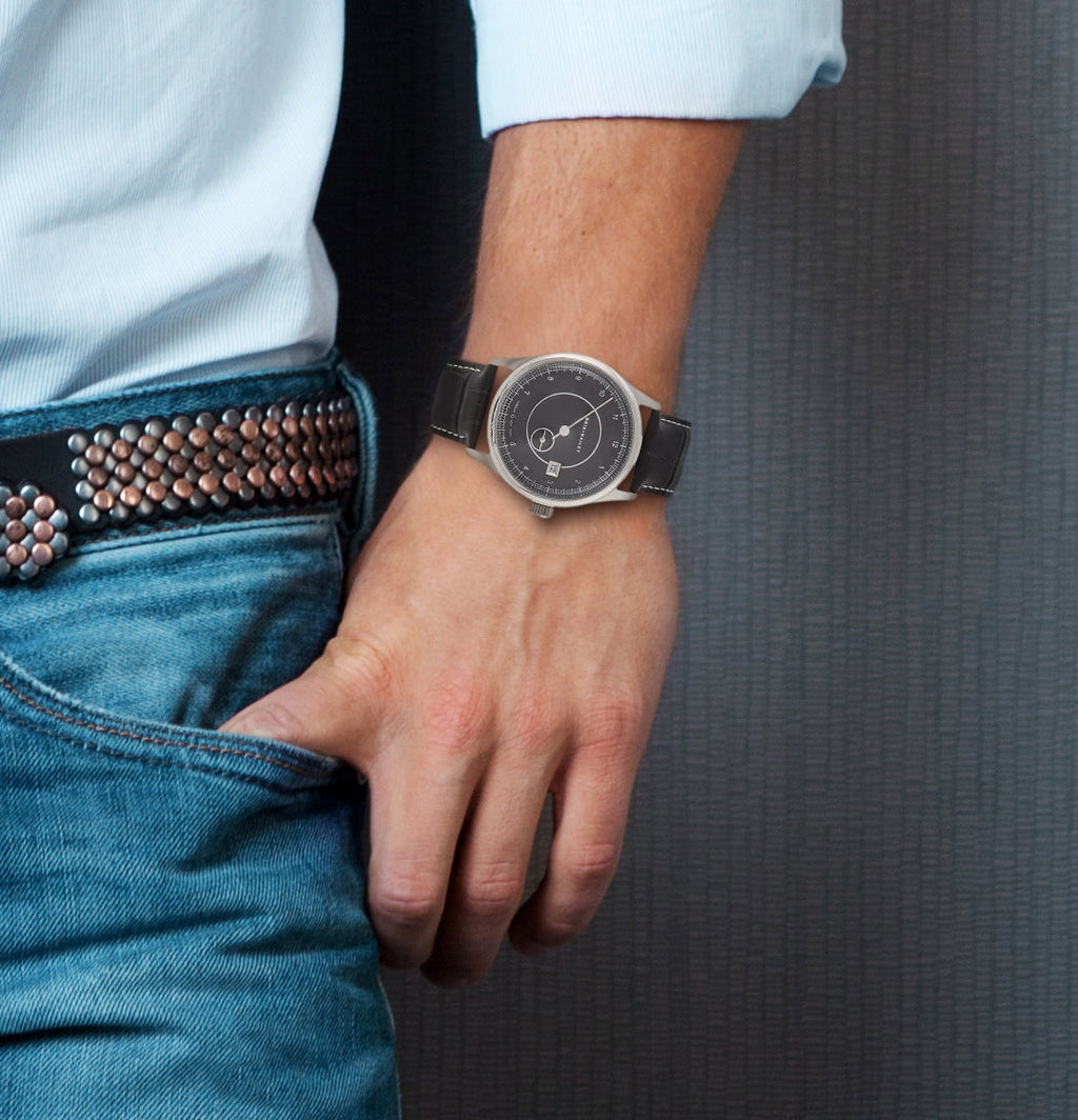 Mens black One Hand Watch Brix and Bailey