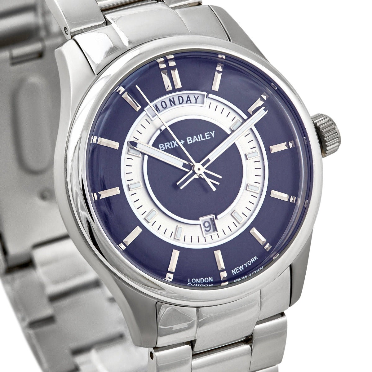 Brix+Bailey Barker Watch Navy Steel Strap Mens Unisex Wrist Watch Brix and Bailey Christmas Gift