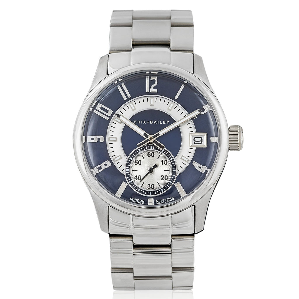 Mens Steel sTRap Chronograph Watch Navy Brix and Bailey