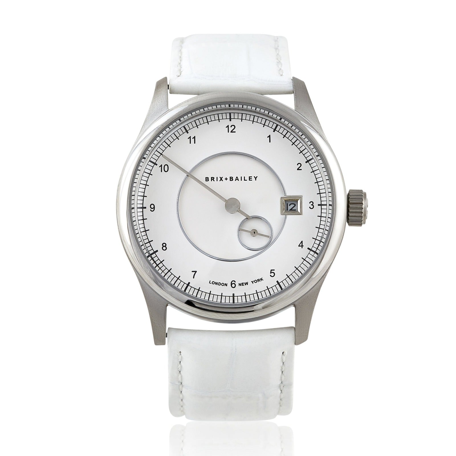 Brix+Bailey Wade Automatic Watch Mens White Single Hand Watch Brix Bailey